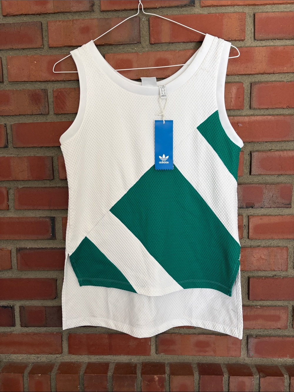 Adidas equipment ladies jersey white green XS NWT step hem